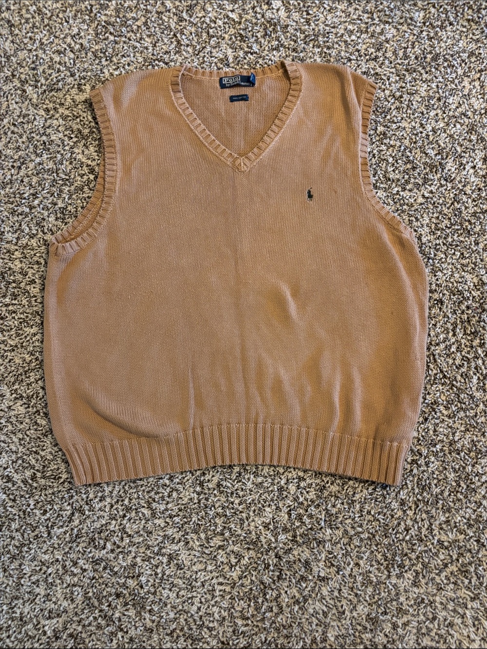 Ralph Lauren Men’s V-Neck Sweater Vest in Tan 100% Cotton 2X Big